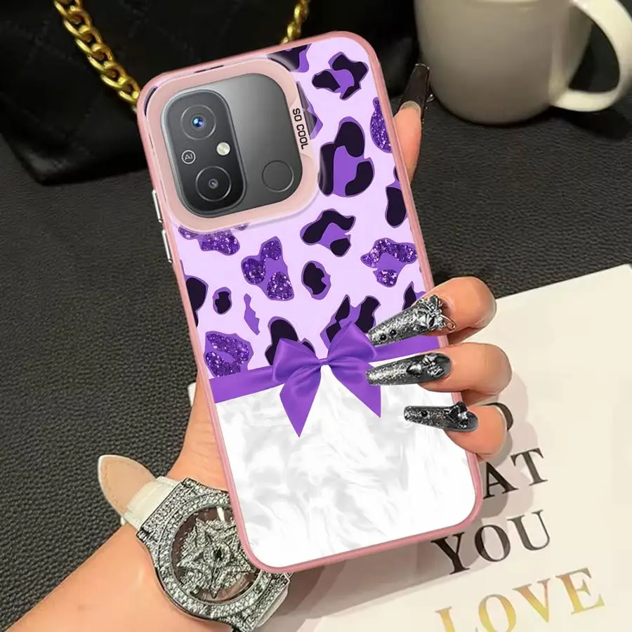 Funda trasera de teléfono con estampado de leopardo de moda púrpura para Xiaomi Redmi A1 A2 Plus 10C 12C K60 13C A5 9C 9T 14C - imagen 5