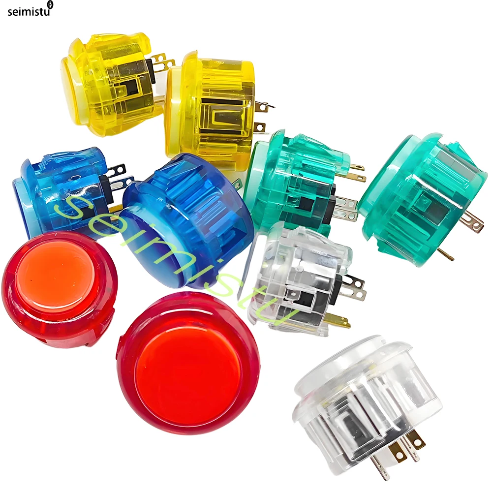 10 Uds. Botones de empuje de luz Arcade iluminados LED de 5V 30mm botones de juego de Joystick operado por monedas de plástico transparente para máquina Arcade DIY - imagen 4
