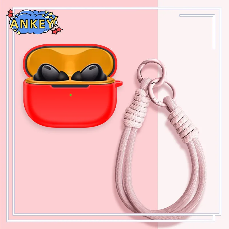 Funda protectora de silicona suave para IQOO TWS 2, carcasa portátil resistente a los arañazos y a los golpes con cordón mosquetón - imagen 2