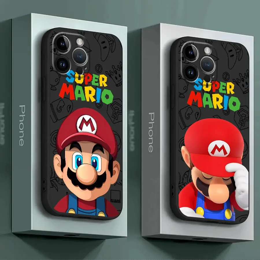 Funda de teléfono Super M-Marios Bros para Apple iPhone 15 16 Pro XS Max 13 14 Plus XR SE 7 8 12 11 Pro plus mate