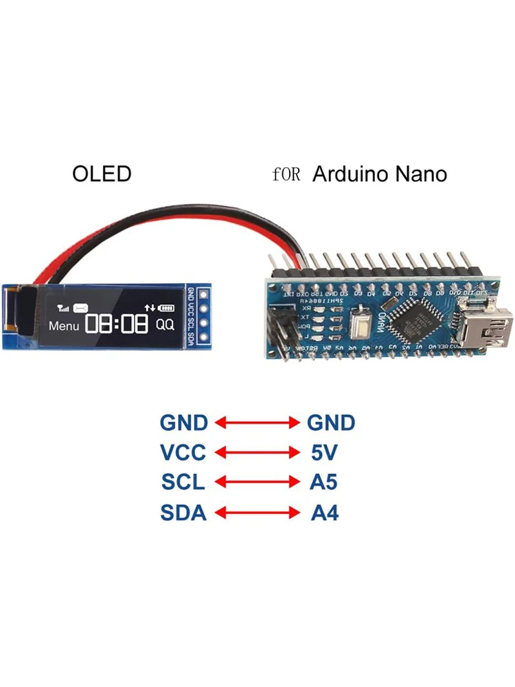 Módulo de pantalla OLED I2C de 0,91 pulgadas, controlador de pantalla OLED I2C SSD1306, Blanco/azul, CC 3,3 V ~ 5V para Arduino - imagen 4
