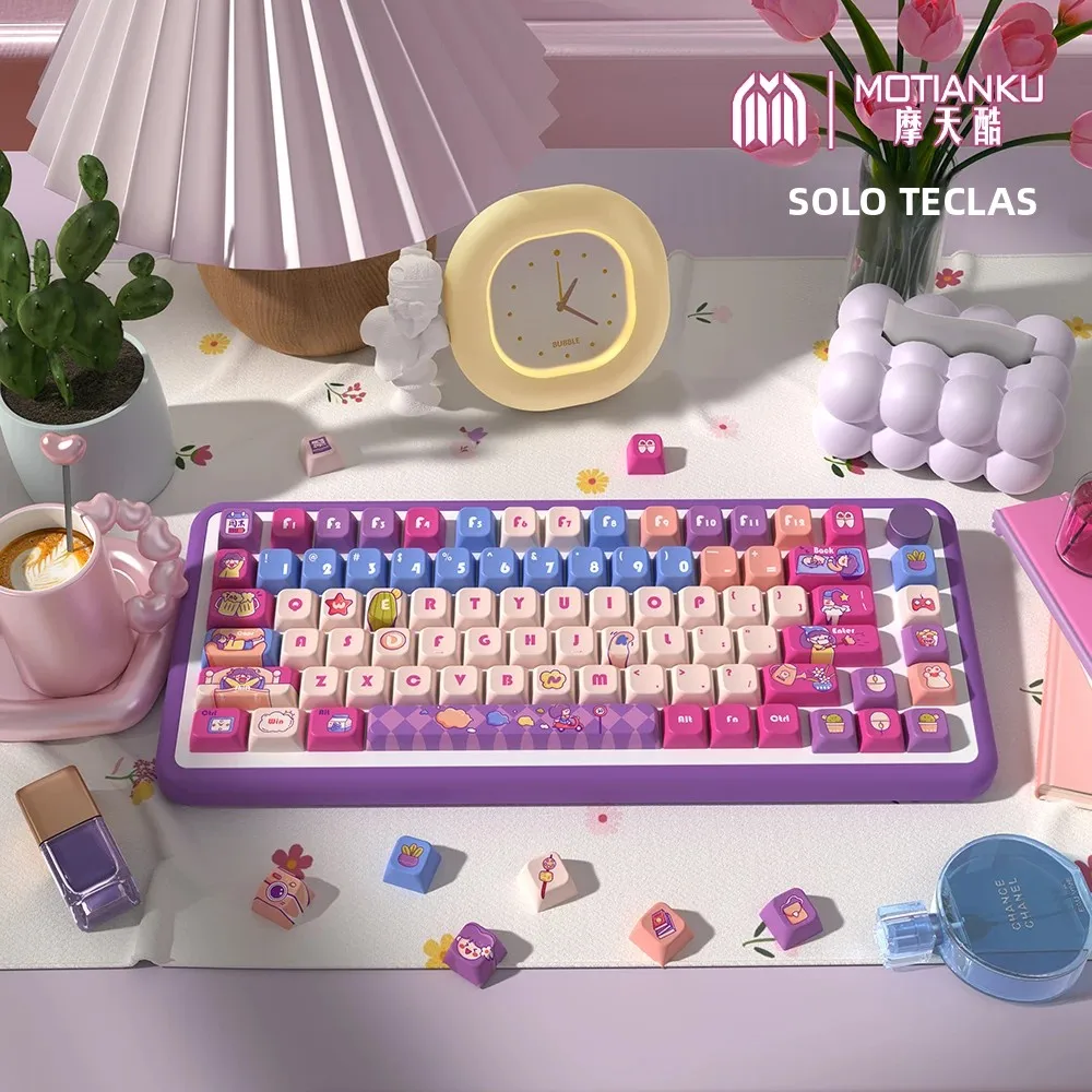 Teclas de dibujos animados con perfil MDA, tema de tiempo de fin de semana, tamaño ISO 7U para teclado mecánico, teclas personalizadas - imagen 3