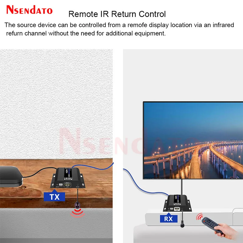 LKV483POE 4K @ 60Hz HDM extensor POE 120M sobre IP Cat 5/5E/6 HDMI Kit receptor transmisor de Audio y vídeo con Romote IR para PC TV - imagen 5