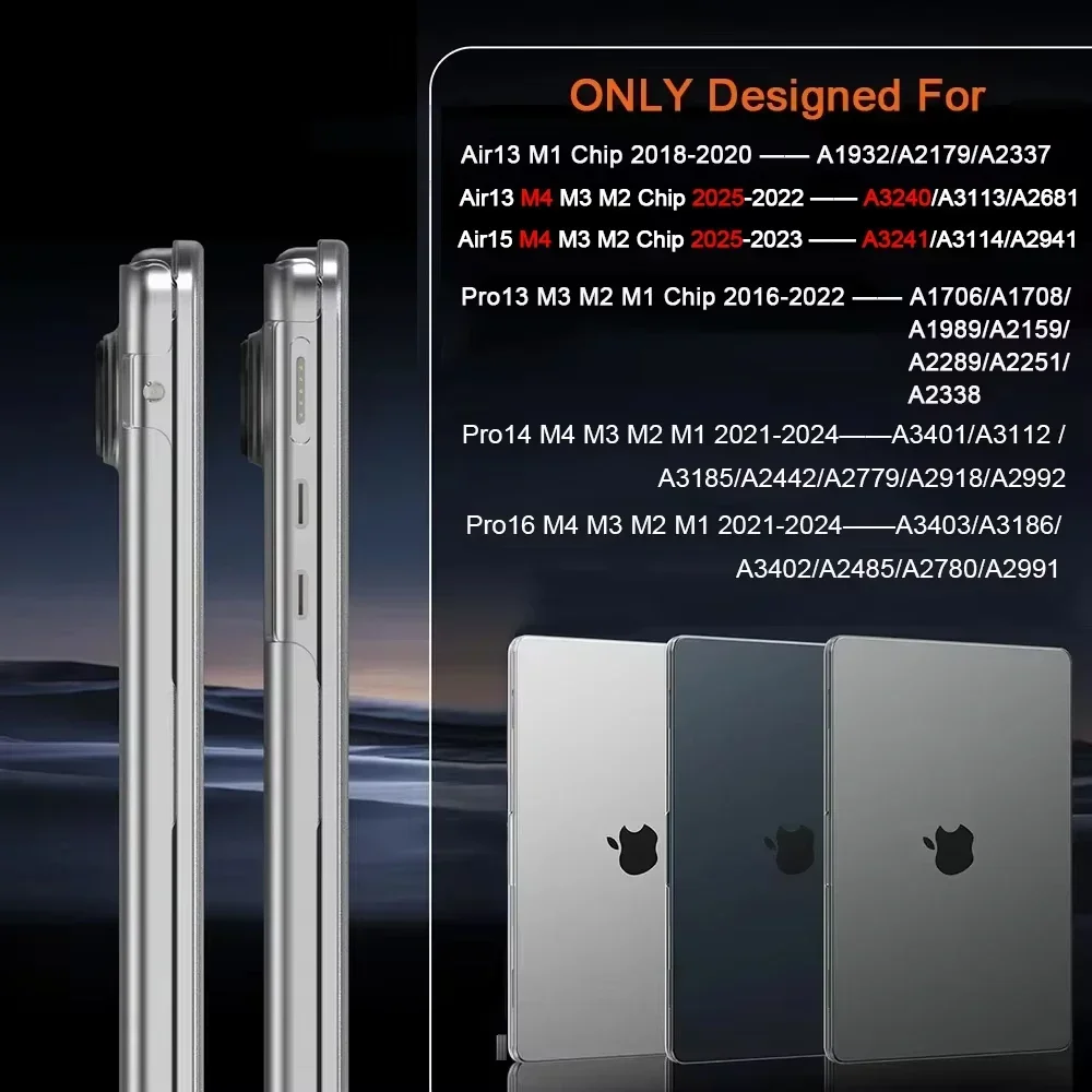 Funda transparente mate para portátil Macbook Air 13,6 M4 15 M3, cubierta esmerilada para Mac Book Pro 13 M1 M2 14 M4 16 2025, accesorios de funda - imagen 5