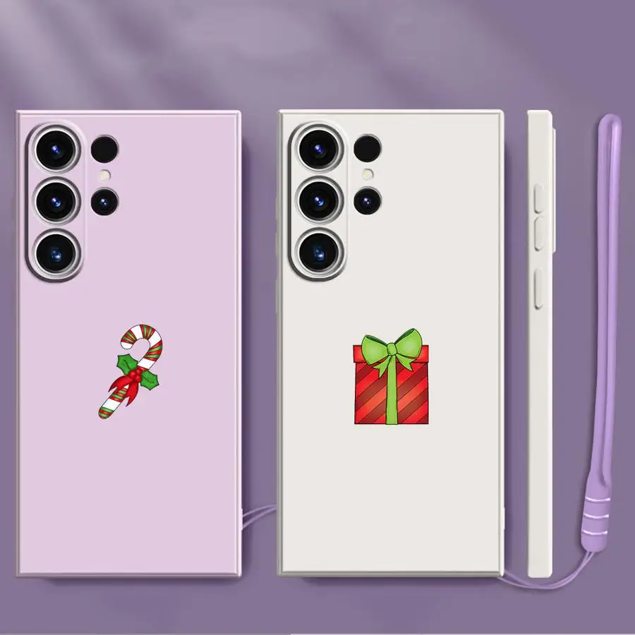 Funda de teléfono con elementos navideños para Samsung Galaxy S23 S20 S22 Ultra S25 Edge S24 FE S21 Plus Note 20 10, funda Ultra suave