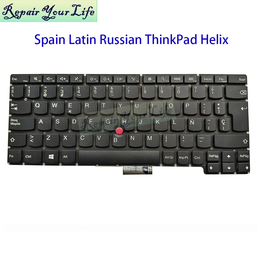 Teclado ruso latino español para Lenovo ThinkPad Helix X1 3697 3702 3701 V137520AK1 04Y0087 04Y0100 Trackpoint para ordenador portátil Teclado