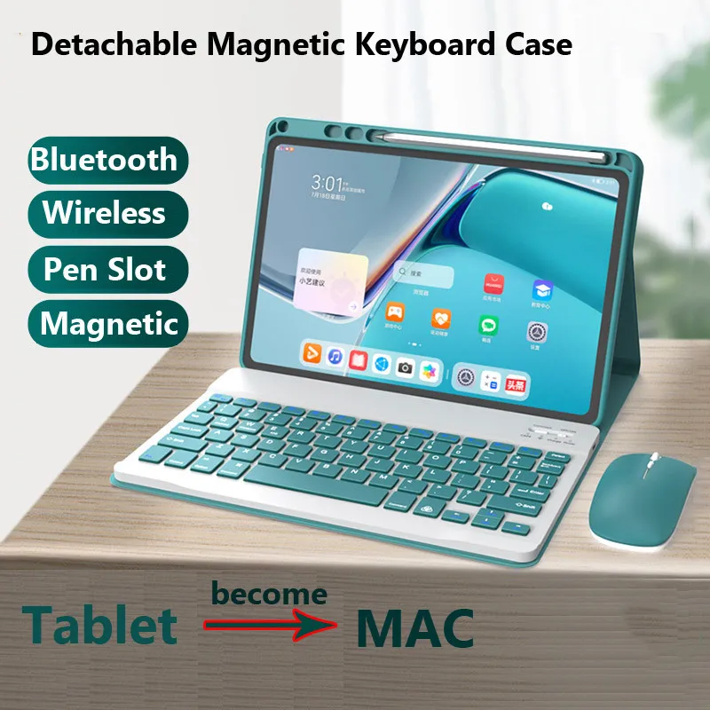 Funda con teclado para Honor Pad X8A NDL-W09 11 pulgadas 2024 X8 Lite 9,7 X9 11 pulgadas X8 10,1 teclado Bluetooth ratón con ranura para bolígrafo