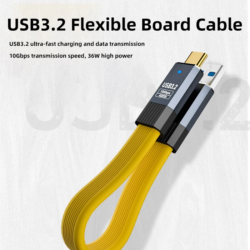 Cable de extensión USB 3,2 USB macho a USB C macho 10Gbps Cable de datos de transmisión rápida QC36W Cable tipo C para Huawei Samsung Xiaomi - imagen 2