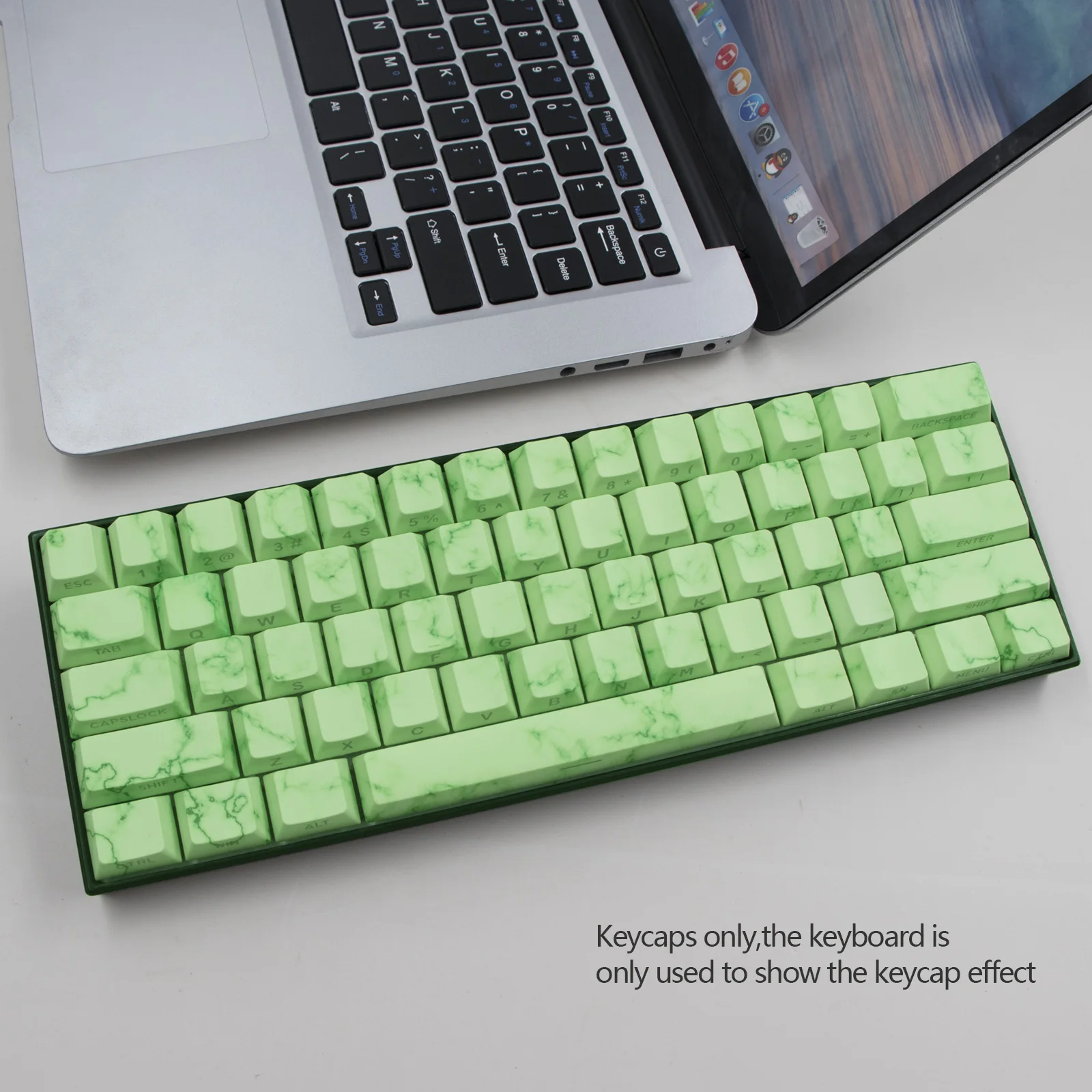 Teclas verdes Cherry Profile, teclas translúcidas impresas lateralmente PBT de 74 teclas, para interruptores Cherry MX 60/61/68 teclados mecánicos - imagen 3