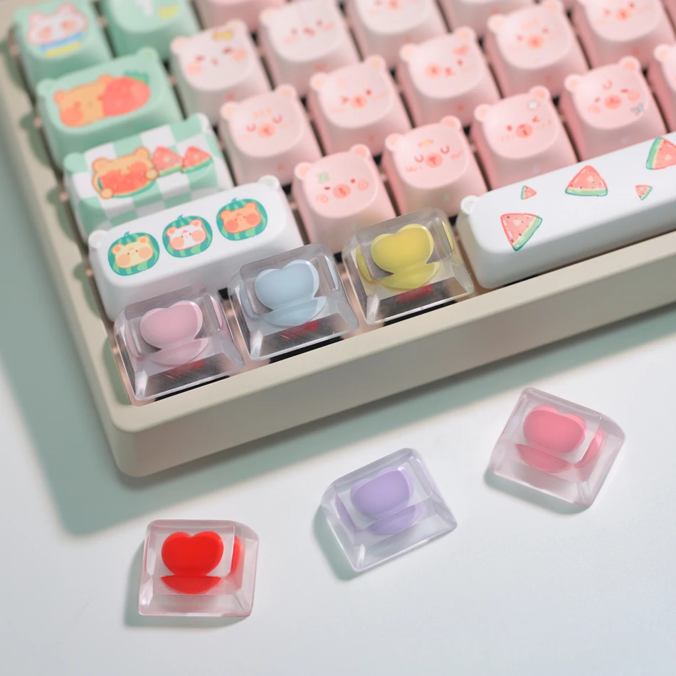 Ctrl Keycap 1.25U Personalización de Keycap Love-heart Rosa Púrpura Azul Suplemento de reemplazo para teclado mecánico