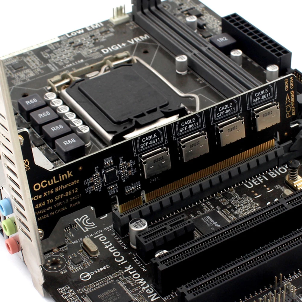 Tarjeta adaptadora M.2 NVME SSD a PCIE X1 de 4/1 puertos desmontable a tarjeta de bifurcación dividida Oculink 1/4 para base de tarjeta gráfica SSD EGPU