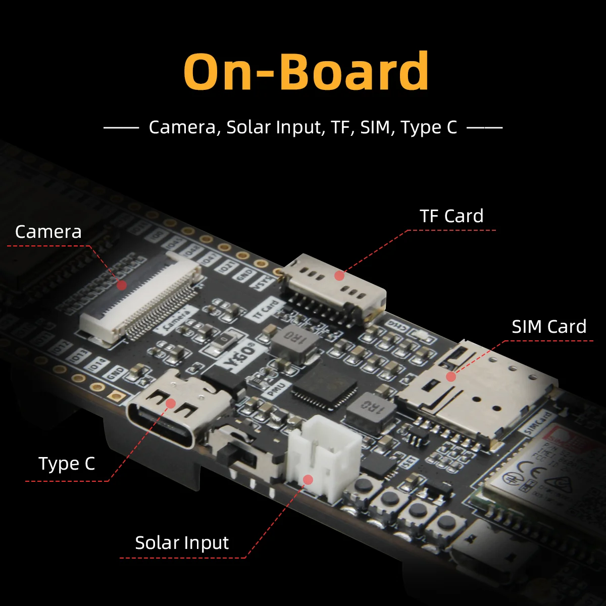 LILYGO® T-SIM7080-S3 Placa de desarrollo de cat-m nb-iot SIM7080G, módulo WIFI, Bluetooth con cámara GPS, soporte Solar para tarjeta SIM TF - imagen 5