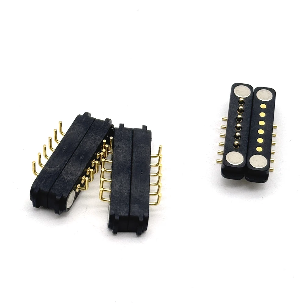1 par de agujas dobladas DC 36V 1A conector Pin Pogo magnético impermeable 6 pines Pogopin macho hembra conector resorte toma de corriente CC - imagen 5