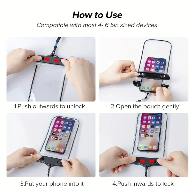 Funda impermeable para teléfono, bolsa protectora subacuática Universal para natación, funda protectora para iPhone Samsung de menos de 6,7" - imagen 5