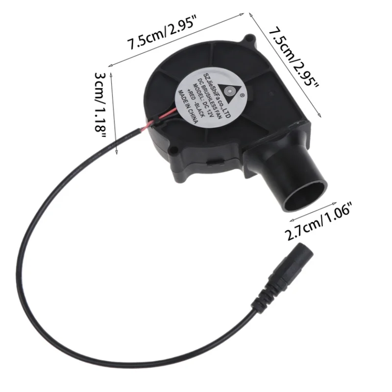 7cm 7530 12V Small Blower with Power Variable Speed Controller for DIY Cooling Outdoor BBQ Fire Blower Fan - imagen 3