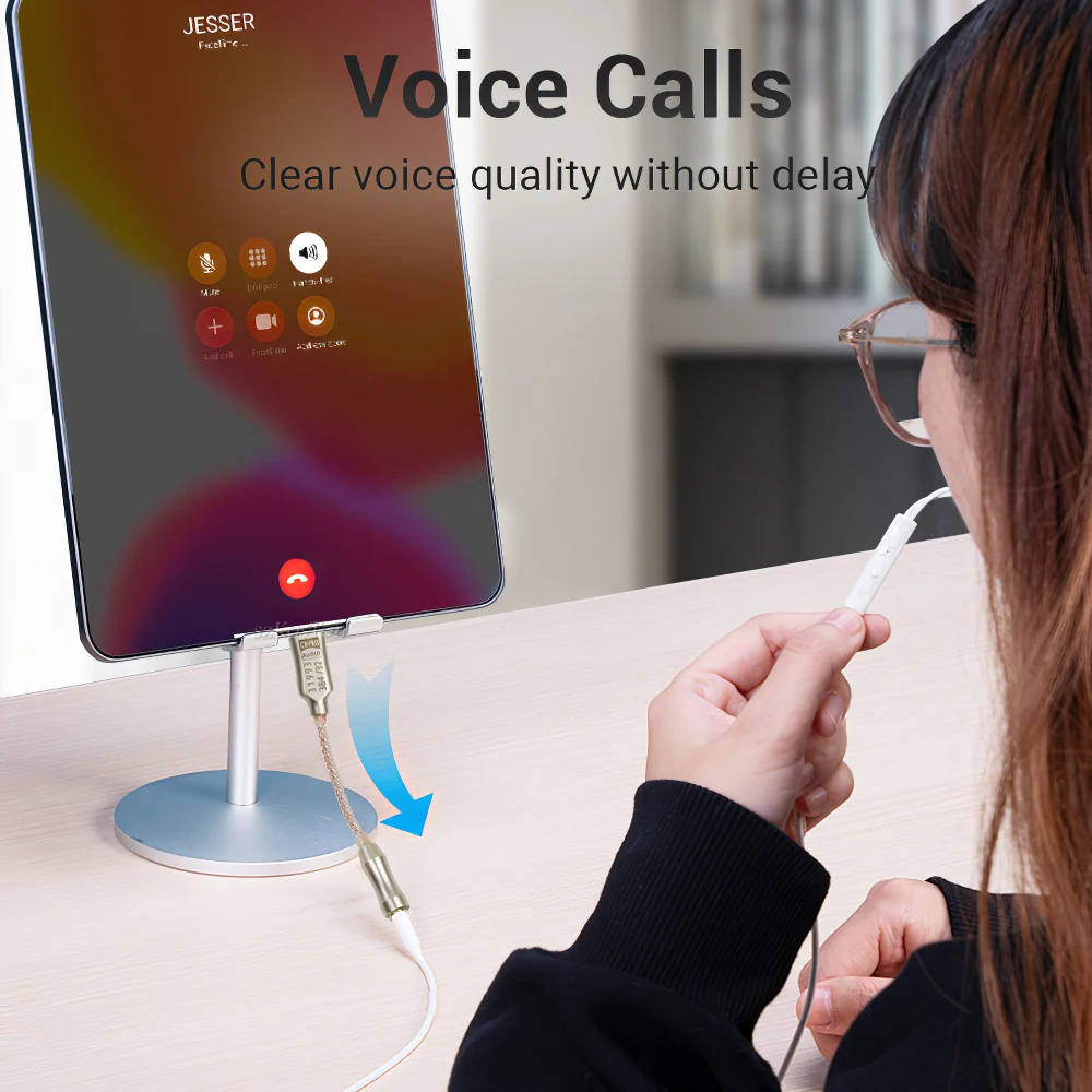 Interfaz de Audio tipo C a 3,5mm, amplificador de auriculares, adaptador de Audio HiFi USB DAC, SNR128dB, 32Bits/384KHz, CX31993 - imagen 4