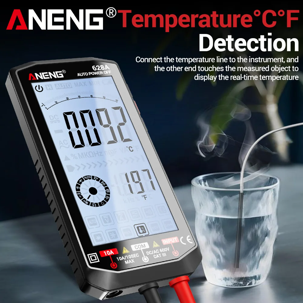 Multímetro Digital de 6000 recuentos, medidor portátil de voltios y ohmios ANENG 628A tipo C, carga de litio, reparación DIY, herramientas de electricista doméstico - imagen 5