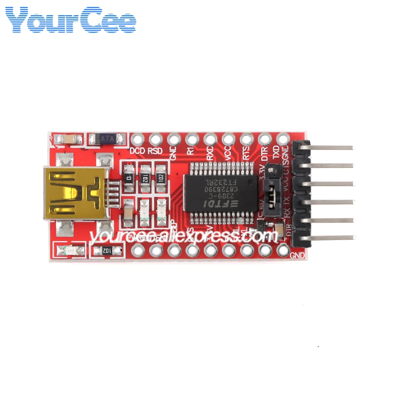 Placa de conversión de módulo de puerto serie USB a TTL FT232RL, compatible con línea de cepillo de quemador de descarga de 3,3 V y 5V, tipo C/ini, 5 uds./1 ud. - imagen 4