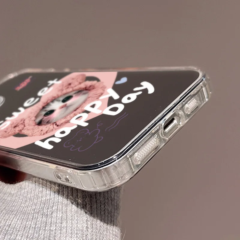 Funda de espejo de maquillaje de lujo para iPhone 11 Funda Coque iPhone 15 13 14 12 Pro Max XR X XS fundas de gato dulce galvanizadas de silicona - imagen 5