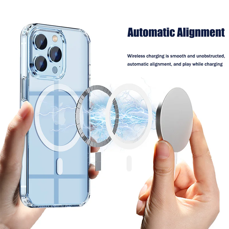 Funda magnética Magsafe de cristal transparente HD para iPhone 13, 12, 11 Pro, Mini Max, X, XS, XR, 7, 8 Plus, SE, cubierta acrílica dura de carga inalámbrica - imagen 2