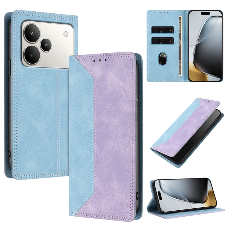 Para Realme P4 Pro Funda con tapa magnética para Coque Realme P 4 p4 pro Funda de teléfono RealmeP4 Funda de cuero con bloques de Color a la moda - imagen 3