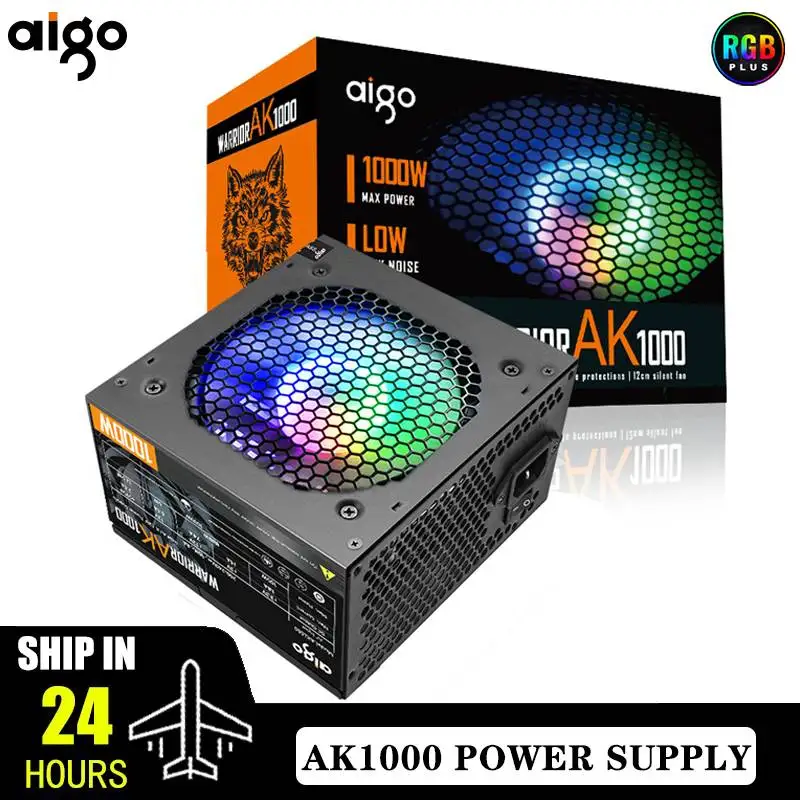 Aigo Fonte 500W 600W 700W 800W 1000W fuente de alimentación DIY Gaming 120mm RGB ventilador ATX PC ordenador de escritorio fuente de alimentación PSU para 7800x3d - imagen 3