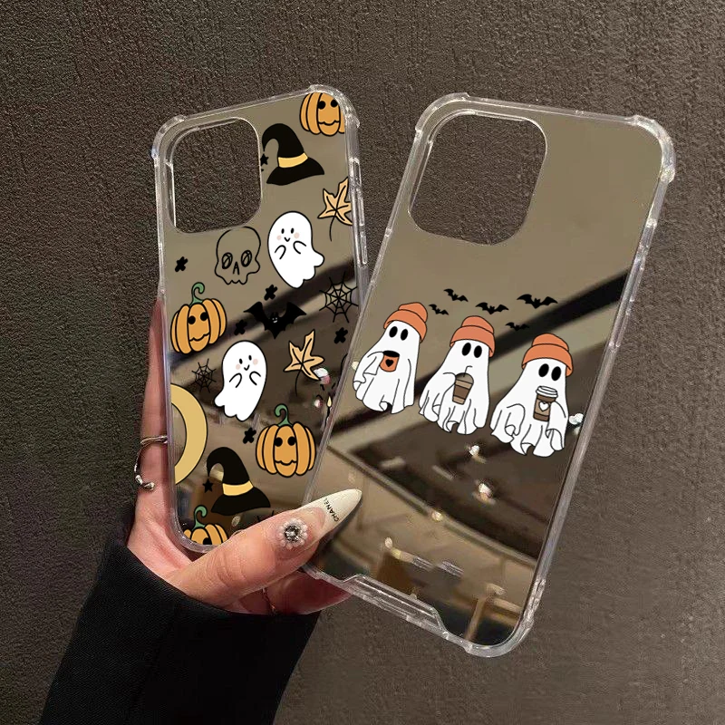 Funda de teléfono acrílica con diseño de fantasma Retro de Halloween para iPhone 17 16 15 Pro Max 14 13 12 11 XS X XR 7 8 Plus