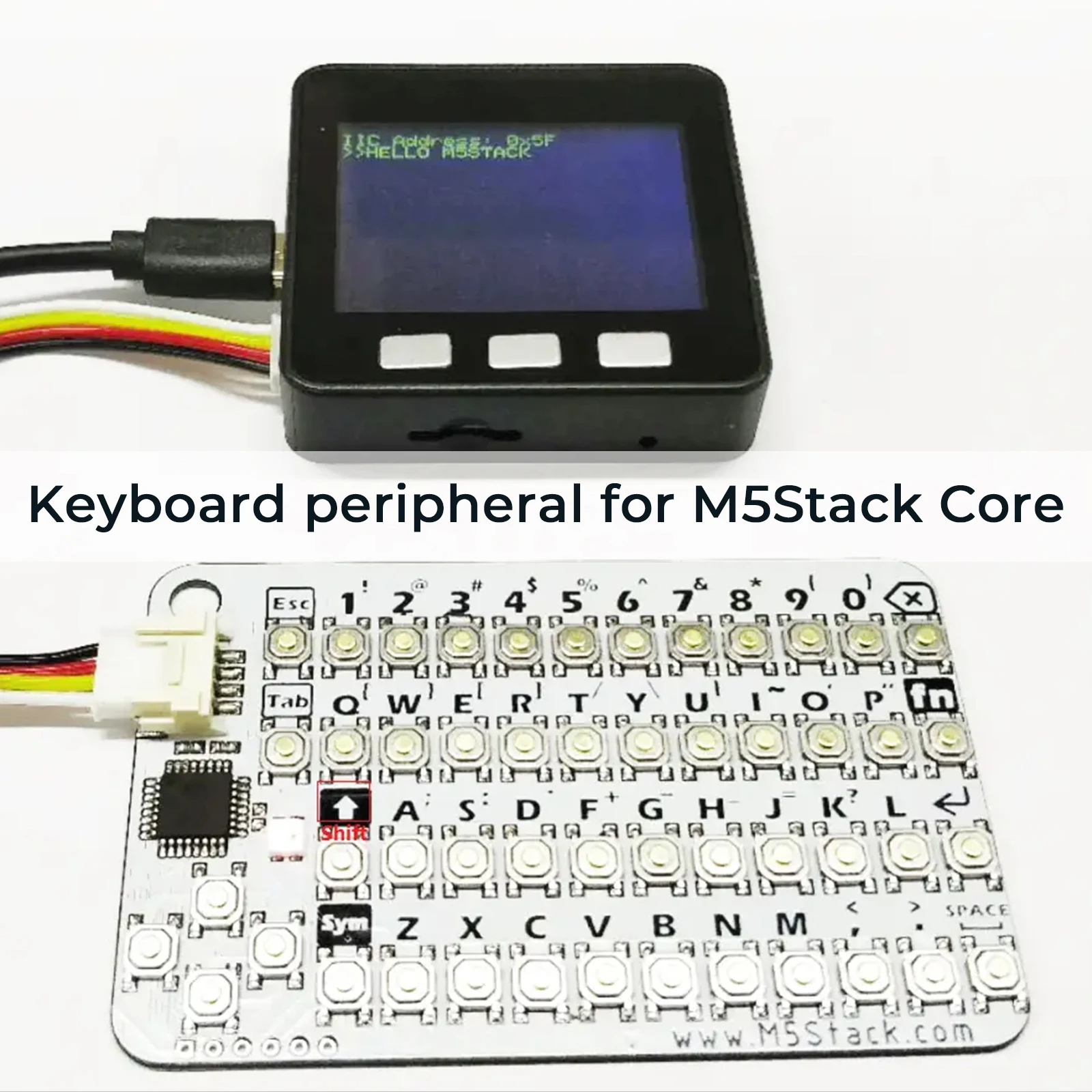 M5Stack Oficial CardKB v1.1 Mini Unidad de teclado QWERTY de 50 teclas con MCU ATMega8A, I2C, LED RGB, programable para UIFlow (MEGA8A) - imagen 5
