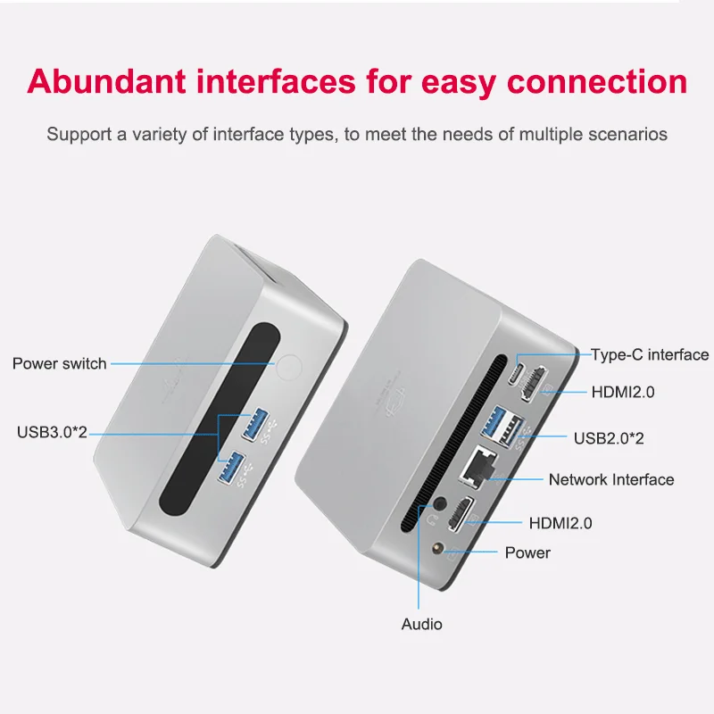 GenMachine AMD 5600H Mini PC Windows 11 3,3 GHz hasta 4,2 GHz 2 * DDR4 Max soporte 64GB RAM Gaming Pc WIFI6 ordenador para juegos Diy - imagen 5