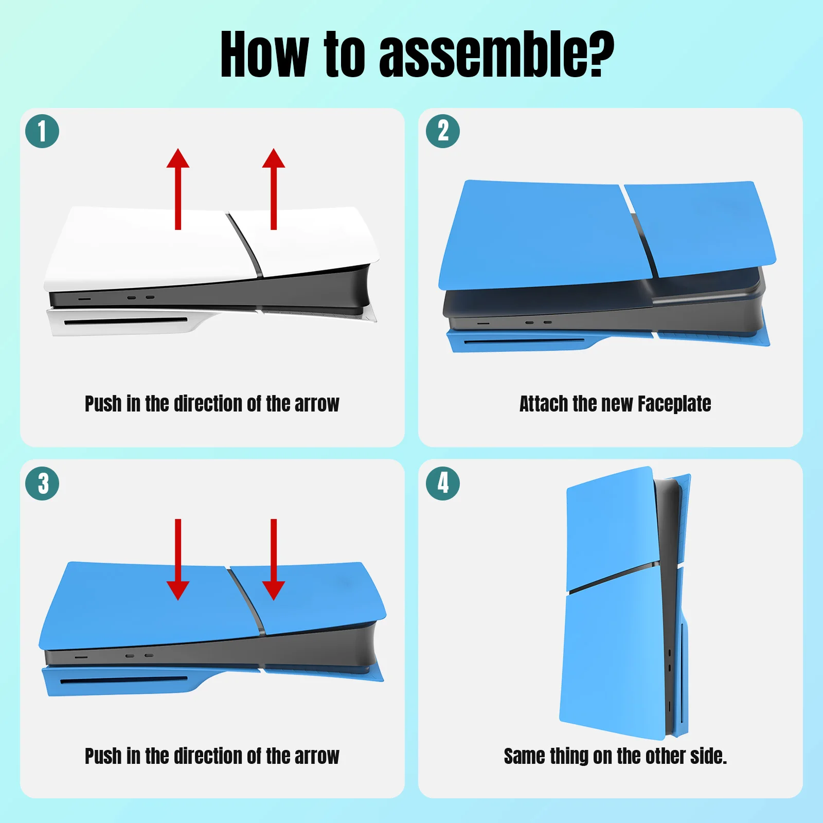 Placas de carcasa de repuesto antiarañazos, placas de cubierta de consola delgada P5 para disco de consola PS5 Slim y edición Digital, Color azul estrella - imagen 4