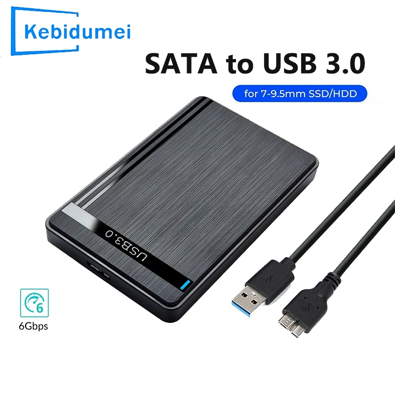 Caja HDD SATA a USB3.0 de 2,5 ", fundas para discos duros móviles de 5Gbps para almacenamiento externo SSD, caja HDD con Cable USB3.0 para ordenador portátil y PC