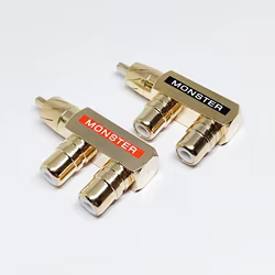 2 uds conector divisor de Audio AV chapado en oro adaptador RCA 1 conector F macho a 2 hembra