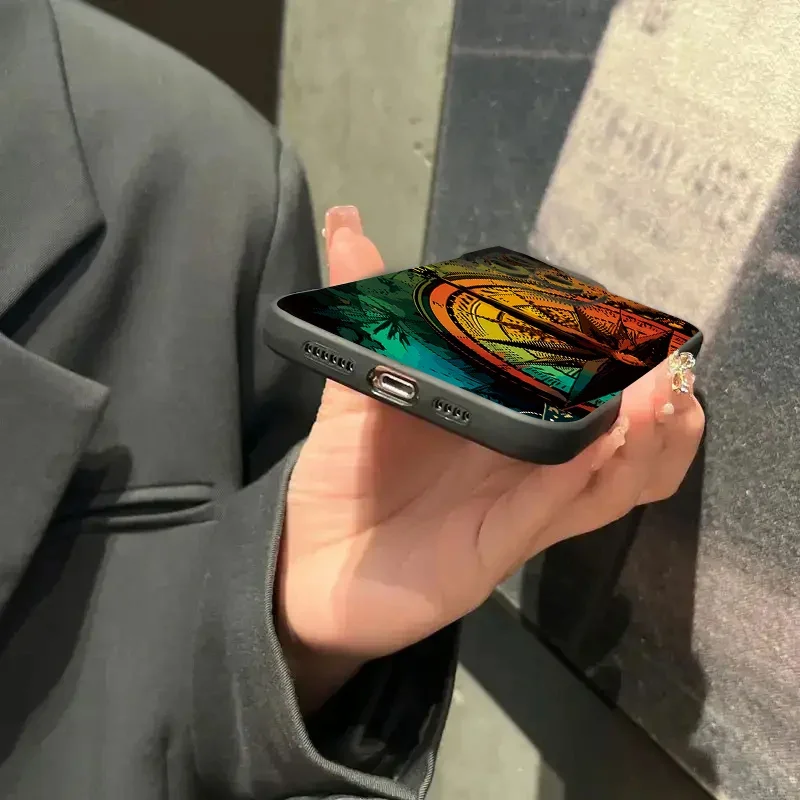 Funda de silicona suave con patrón de brújula para iPhone, 11, 12, 13, 14, 15, 16 Pro Max, XS, X, XR, 7, 8 Plus, 16, a prueba de golpes - imagen 5