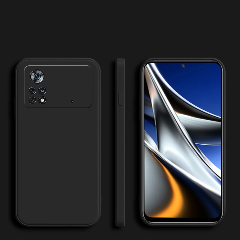 Funda cuadrada de silicona blanda de lujo para Xiaomi Poco X4 M4 Pro, carcasa trasera de protección de cámara de Color sólido - imagen 3