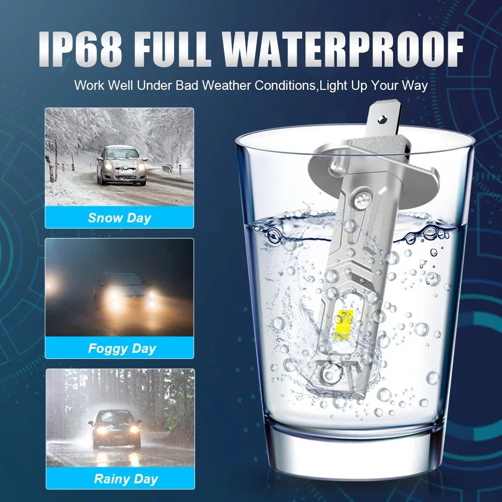 2 uds Mini H1 bombilla LED para faros H1 LED Canbus luz antiniebla para cabeza de coche sin ventilador inalámbrico tamaño 1: 1 lámpara automática 12V 20000LM 6000K blanco - imagen 4