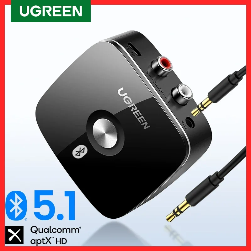 UGREEN Receptor Audio Bluetooth RCA AptX HD 3.5mm para TV y Coche