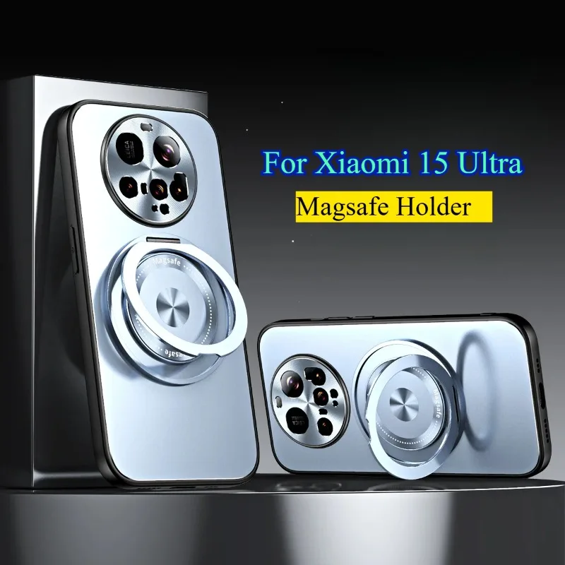 Funda magnética con soporte de anillo mate MagSafe para Xiaomi 15 Ultra 15pro, cubierta protectora de parachoques duro para Xiaomi Mi 15ultra 14 13