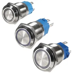 Interruptor botón autoblocante metálico DC 12/24V SPDT impermeable