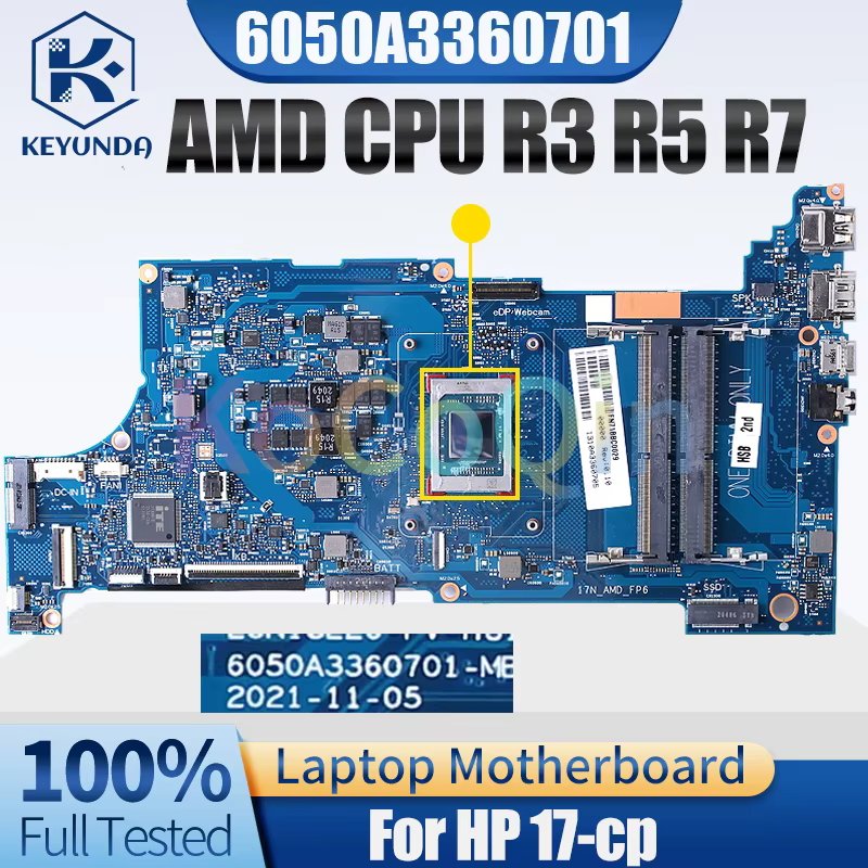 Para placa base de portátil HP 17-cp 6050A 3360701   Placa base para computadora portátil R3 R5 R7 AMD CPU 100% completamente probada - imagen 2