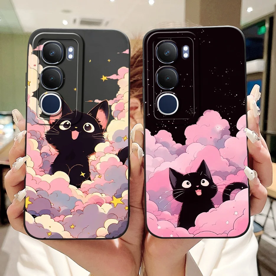 Para Vivo Y19s 4G funda V2419 lindo gato patrón de rejilla cubierta a prueba de golpes funda de teléfono de silicona suave para Vivo Y19s Y 19 s VivoY19s Fundas - imagen 4