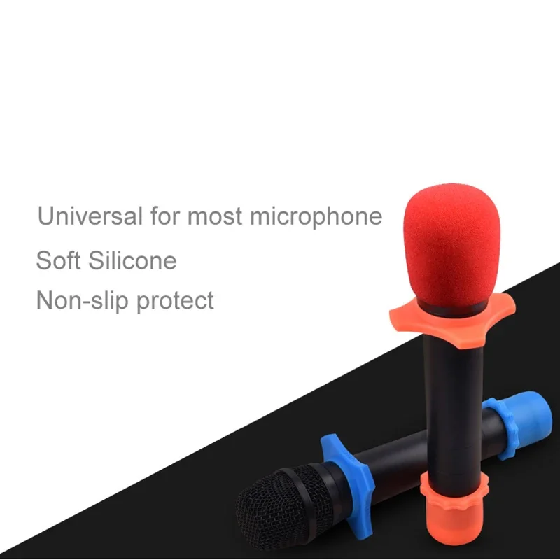 1 Juego de micrófono antiadherente + juegos de cola de micrófono inalámbrico anillo antideslizante funda protectora cubierta trasera de micrófono KTV