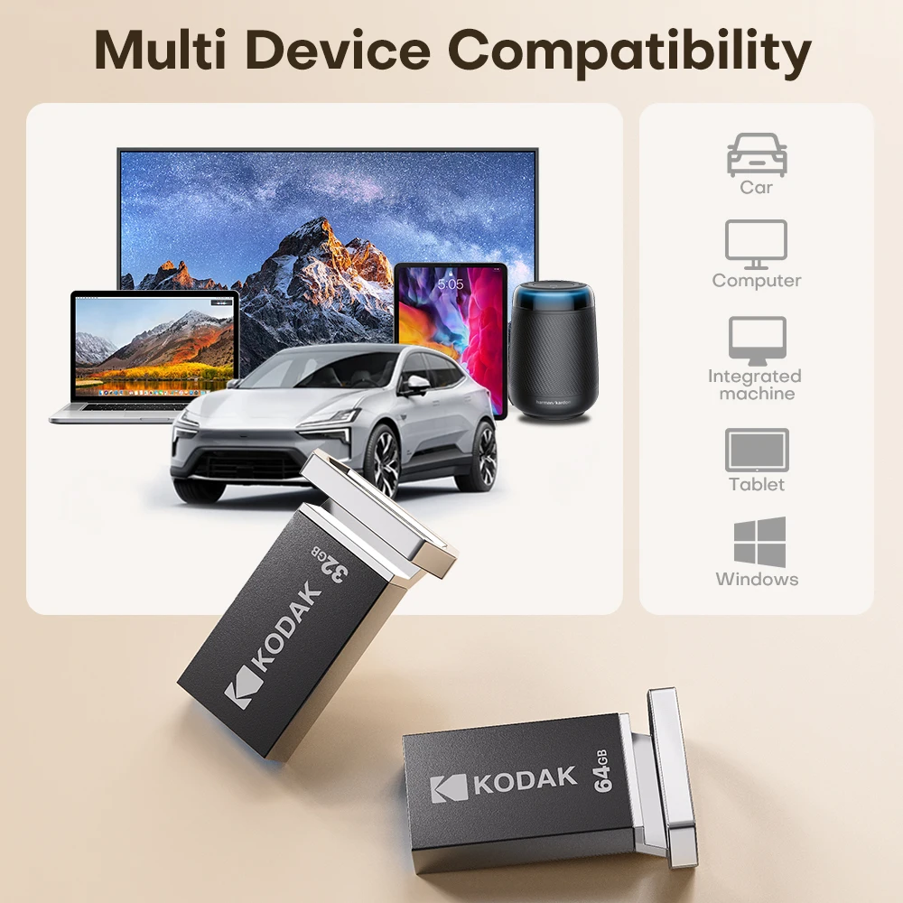 KODAK 128GB Mini unidad Flash USB USB3.2 Pen Memory Drive de alta velocidad 140MB/s 32GB 64GB UDisk memoria portátil para PC de coche - imagen 5