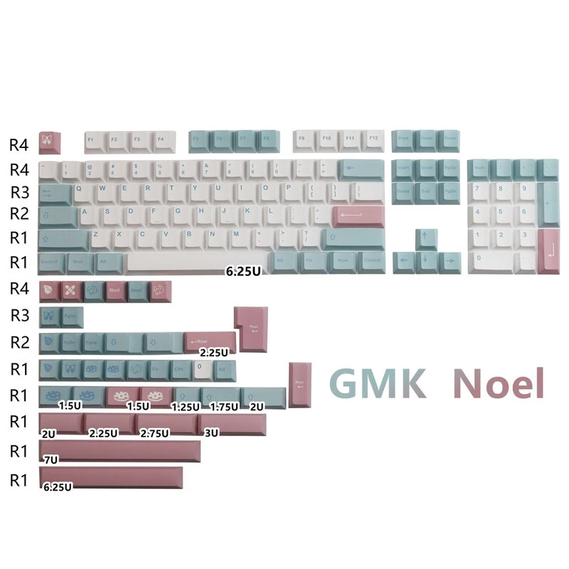 GMK 140 teclas Noel Keycaps PBT Dye Subbed Key Caps Cherry Profile Keycap con 2.25U 2.75U 3U 7U Barra espaciadora ISO Enter