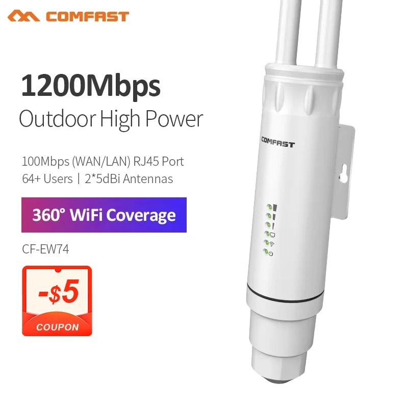 Comfast 300M/1200M punto de acceso al aire libre extensor WiFi inalámbrico 2,4G/5GHz AC1200 enrutador de área ancha antenas WiFi repetidor de calle AP - imagen 2