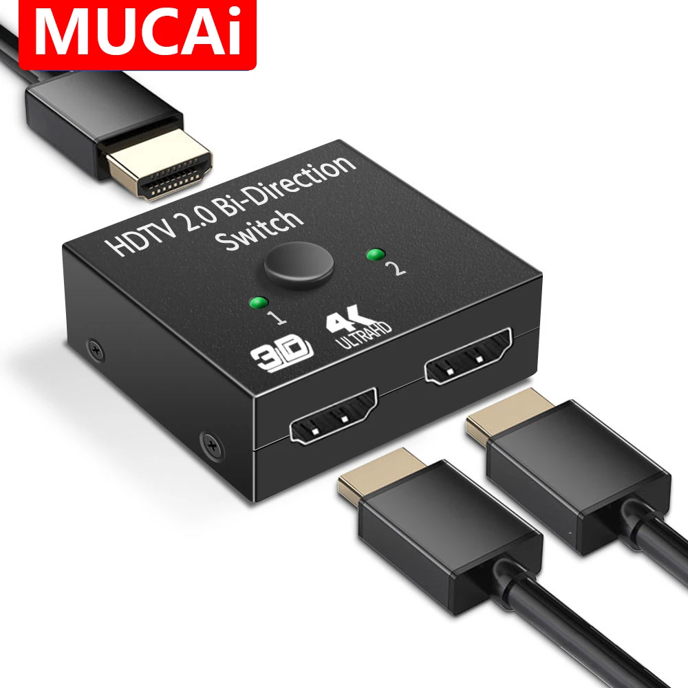 Conmutador divisor HDMI 4K bidireccional 1x2/2x1 KVM TV box PS4/3 adaptador de conmutador entrada dual interruptor de salida única en cualquier momento