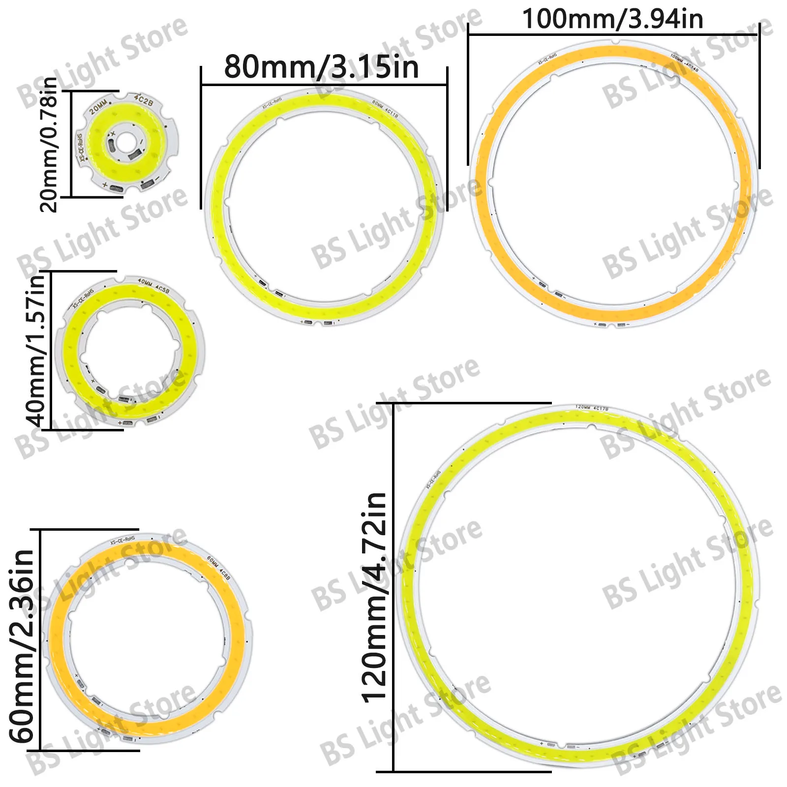 Fuente de luz LED COB de ojo de Ángel de 2W-12W, 12VDC, 20mm-120mm, fuente de luz Circular blanca fría y cálida, accesorios adecuados para bombilla DIY - imagen 2