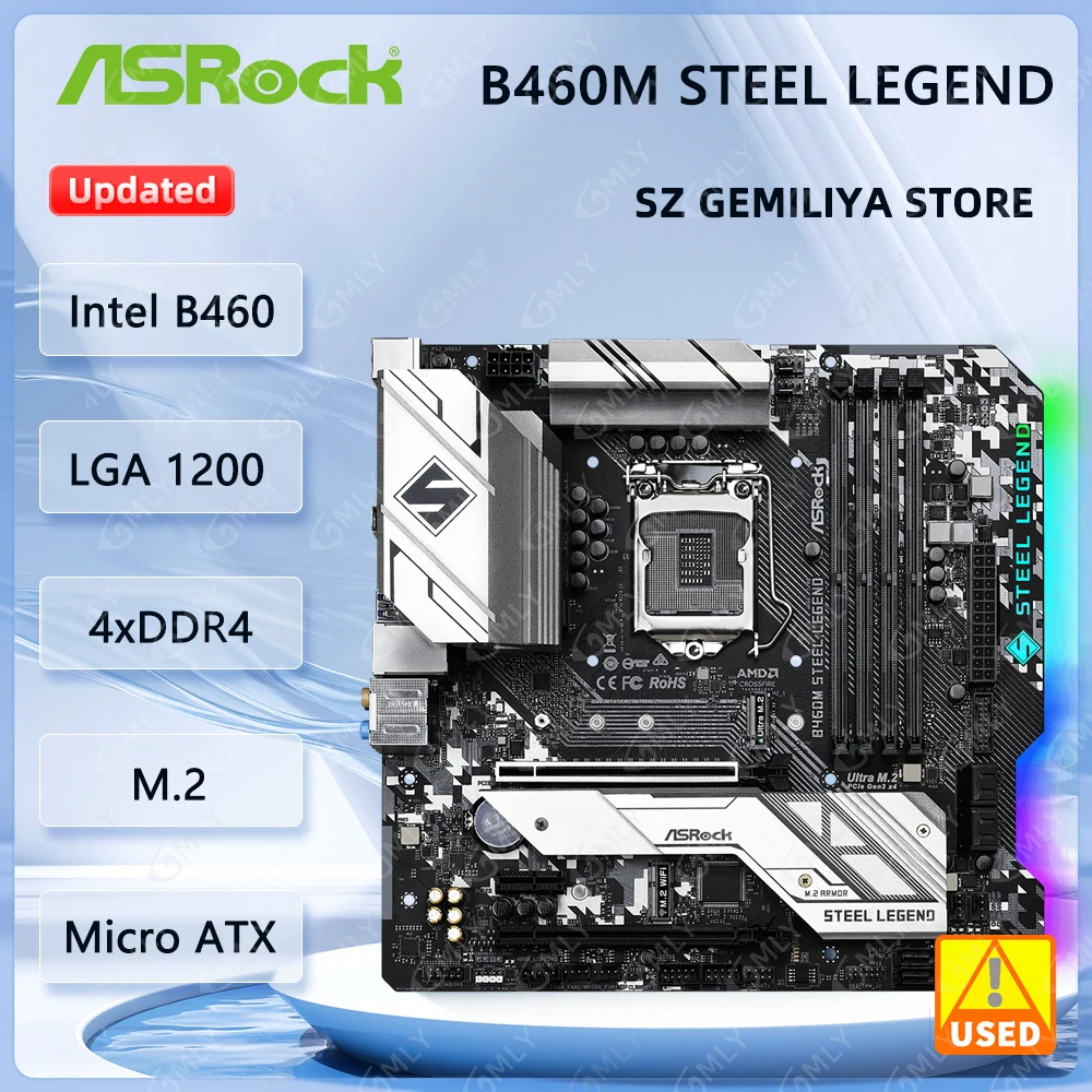 ASROCK B460M STEEL LEGEND placa base Socket 1200 Intel B460 DDR4 128GB compatible con i9-10900 i5-10400 i3-10105 i3-10300 cpu