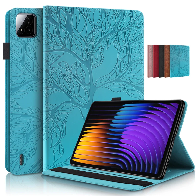 Para Xiaomi Pad 7Pro 6Pro 7 6 Pro 11 funda de 2 pulgadas árbol 3D en relieve PU cuero suave TPU tableta trasera para Xiaomi Mi Pad 6 7 Pro cubierta