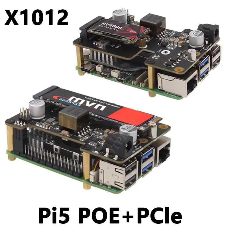 Raspberry Pi 5 X1012 POE y PCIe a M.2 NVMe SSD Board Pi5 2280 Power over Ethernet - imagen 2