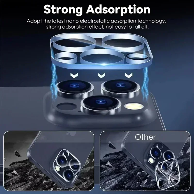 4 Uds Protector de lente de vidrio para iPhone 16 14 13 12 11 15 Pro Max película protectora de vidrio para cámara trasera para iPhone 13 Mini 15 16 Plus - imagen 5